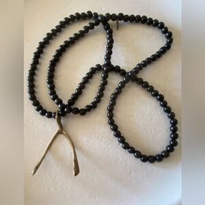 CLP Gold Bronze Wishbone Beaded Necklace